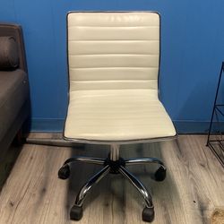 White Leather Vanity Chair