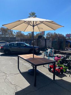 Patio table 35"x75" with umbrella and base