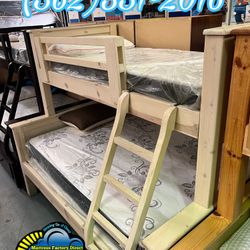 Twin Full White Wash Bunk Bed With Mattresses Colchones Camas Litera