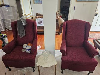 2 red accent chairs