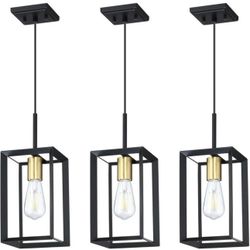 3 Pack 1 Light Hanging Island Farmhouse Pendant Fixture Black 1-8