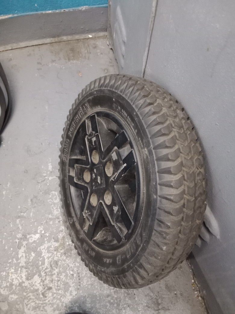 Set Of Wheels  . For Electric Wheelchairs .  Fits Jazzy Elite 14 , And Others 