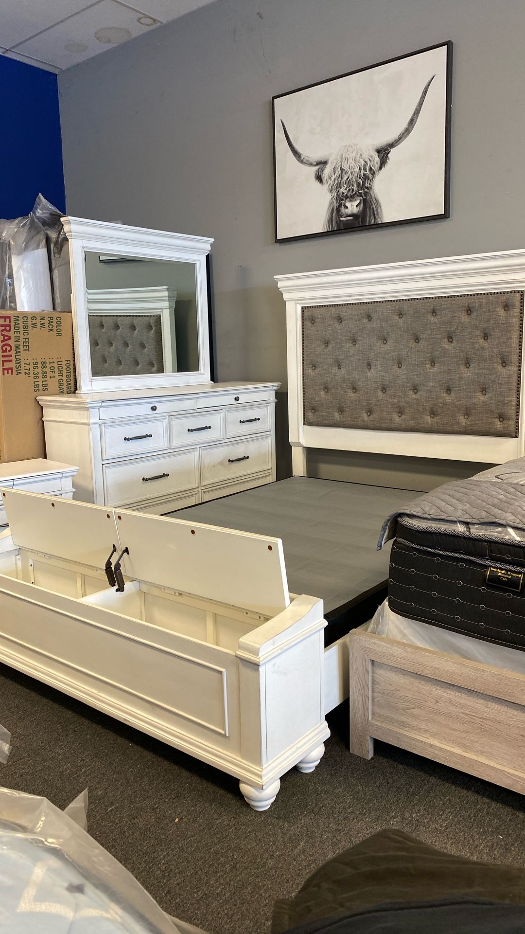 Ashley Farmhouse Storage Queen Bedroom Set Amazing Look Heavy & Lots Of Storage