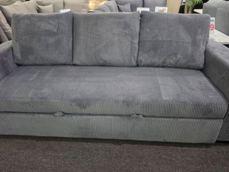 BRAND NEW 85" X 57" GRAY CORDUROY SOFA SLEEPER