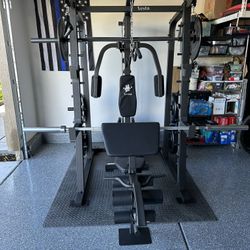 Vesta Fitness Smith Machine 2001 w/Bench Attachment | 230lb Bumpers Weights | 7ft Olympic Bar | Fitness | Gym Equipment | FREE DELIVERY🚚 