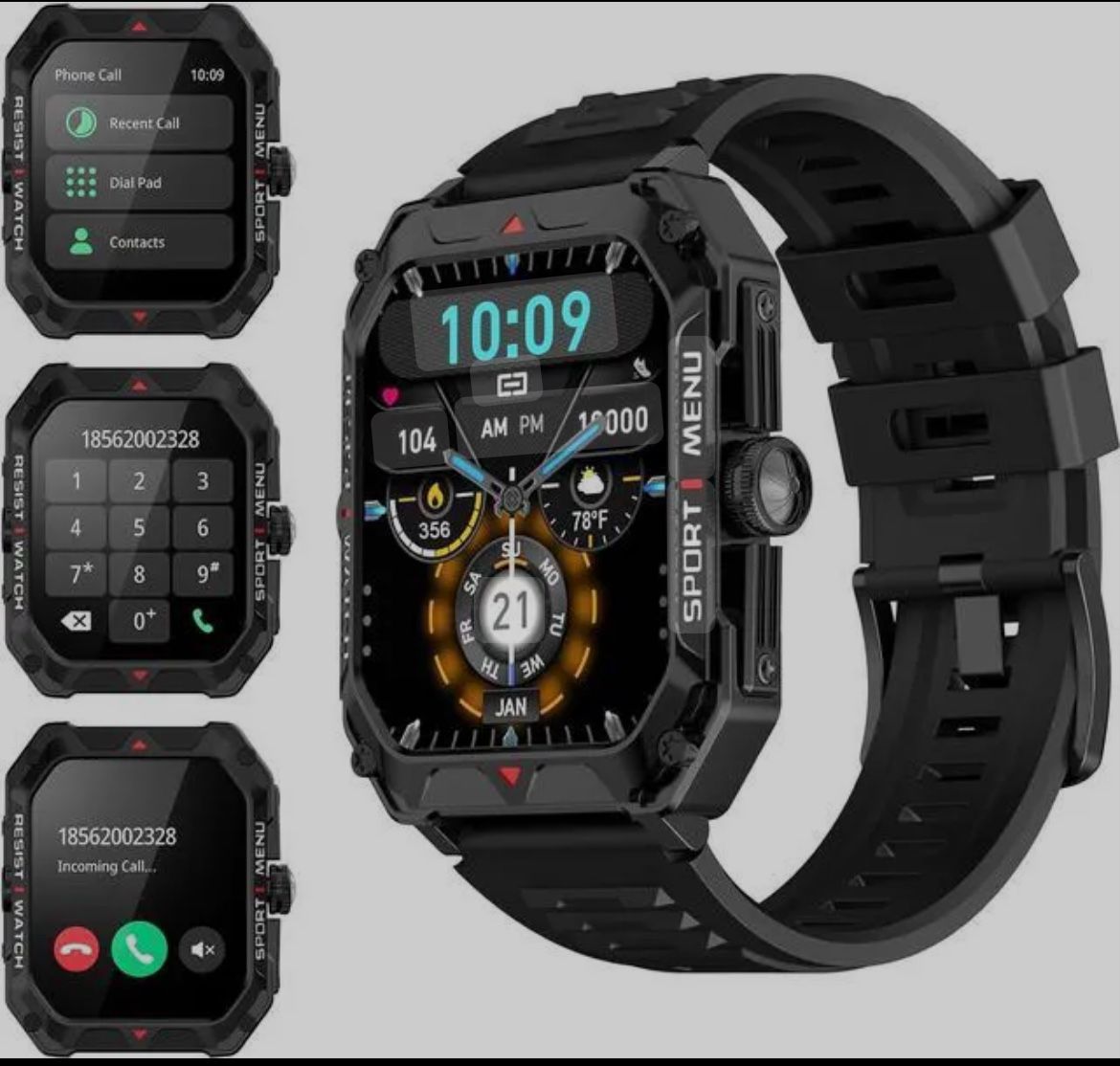 Military Smart Watch for Men(Answer/Make Call) 2.02" Smartwatch with Heart Rate Blood Oxygen Sleep Monitor 128 Sports Modes Fitness Tracker Step Calor