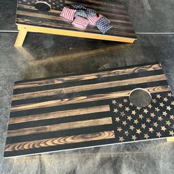 Cornhole board and bags
