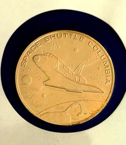 Official First Day Columbia Space Shuttle 24K Gold Plated Silver Coin and Stamp Set 1981