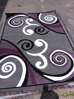 Gray,Purple,Black and White Area Rug