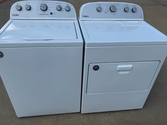 Silver panel Whirlpool  washer and Whirlpool dryer extra large load capacity
