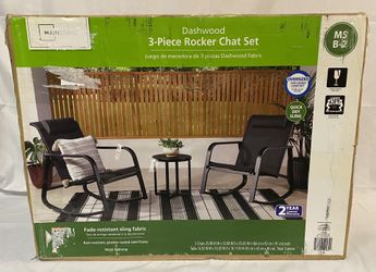 Mainstays Dashwood 3-Piece Steel Outdoor Rocker Chat Set, Black
