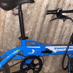 blue foldable swagtron pro e-bike
