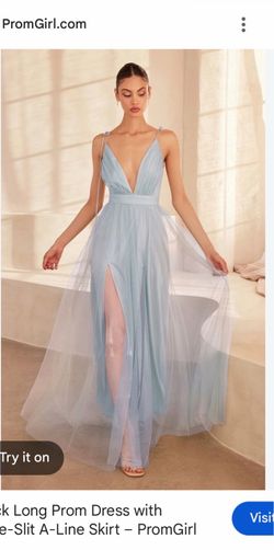 Light Blue Tulle A-Line Prom Dress