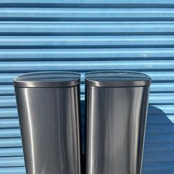 Silver aluminum garbage cans - never used