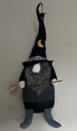 HALLOWEEN GIANT WITCH GNOME WITH CRESCENT MOON ON HAT