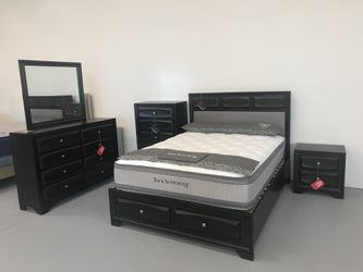 Bed room set (bed frame+ dresser +mirror + ns+ chest)