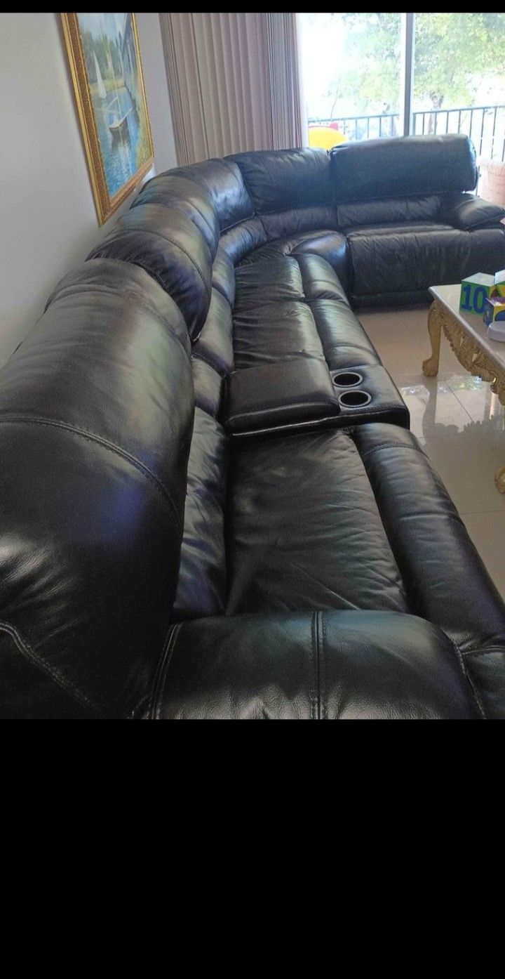 SECTIONAL GENUINE LEATHER RECLINER ELECTRIC β‘ BLACK COLOR.. DELIVERY SERVICE AVAILABLE π₯ππ₯