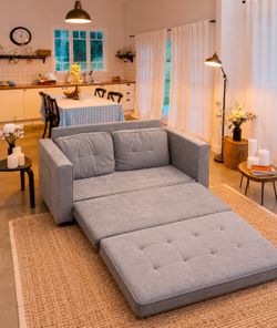 BRAND NEW!Convertible Loveseat Sofa Bed – Compact Sleeper Couch for Small Spaces