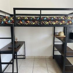 Bunk bed with desk and bookcase included