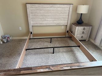 Bed frame with dresser and night stand