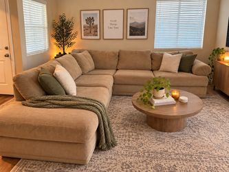 Large Tan/Beige Sectional Sofa – Very Comfortable