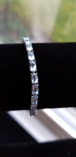 Oval Brazilian Aquamarine Sterling Silver Bracelet 2.34ctw Size Adjustable