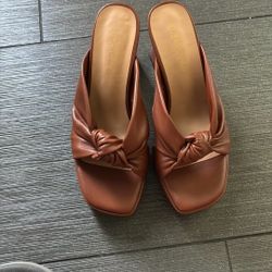 Weandwei Women's Knotted Platform Heeled Mules