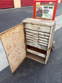 Vintage Metal Multi-Drawer Tool Cabinet