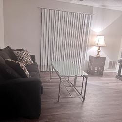 Navy Blue Couch And Matching Pillows For Sale 