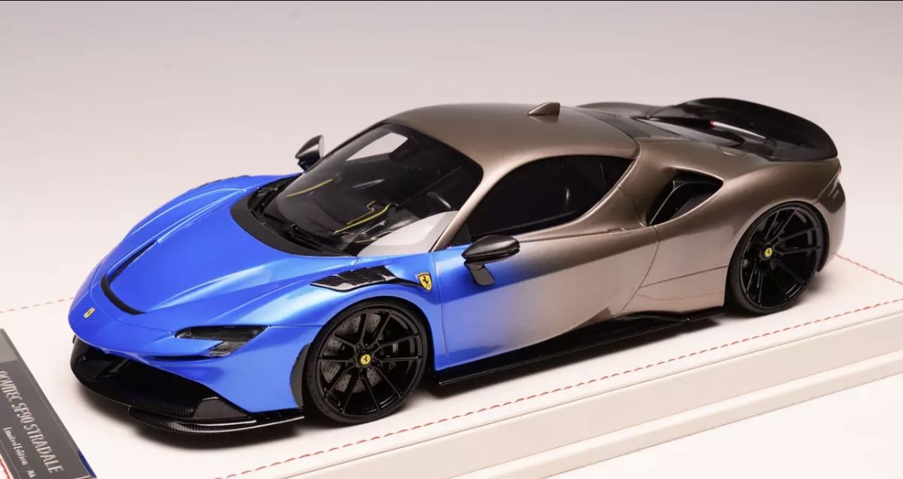 1/18 Ivy Models Ferrari SF90  Novitec Blue to Silver  Leather  66 pcs