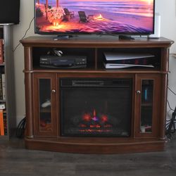 47.5 in. Freestanding Wooden Electric Fireplace Entertainment Console 