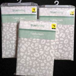 Brand New - Gray Cheetah Print Rectangle Tablecloth 52" x 70"