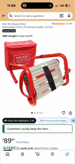 HAUSSE retractable 3-story escape ladder
