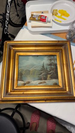 Landscape oil painting gold frame