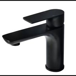 1-Handle 1-Hole Bathroom Faucet w/Modern Brass Bathroom Basin Taps, Matte Black