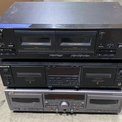 3 Dual Cassette Tape Decks - Parts or Repair