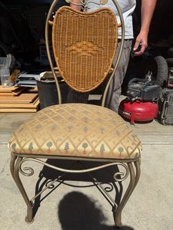 Metal and Wicker Accent Chair with Cushion