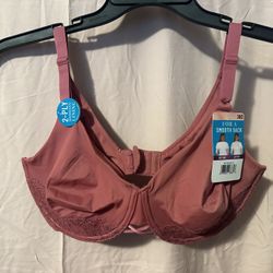 Vanity Fair T-Shirt Bra 38D Mauve Smooth Back 2-Ply Modesty Lining Lace Trim