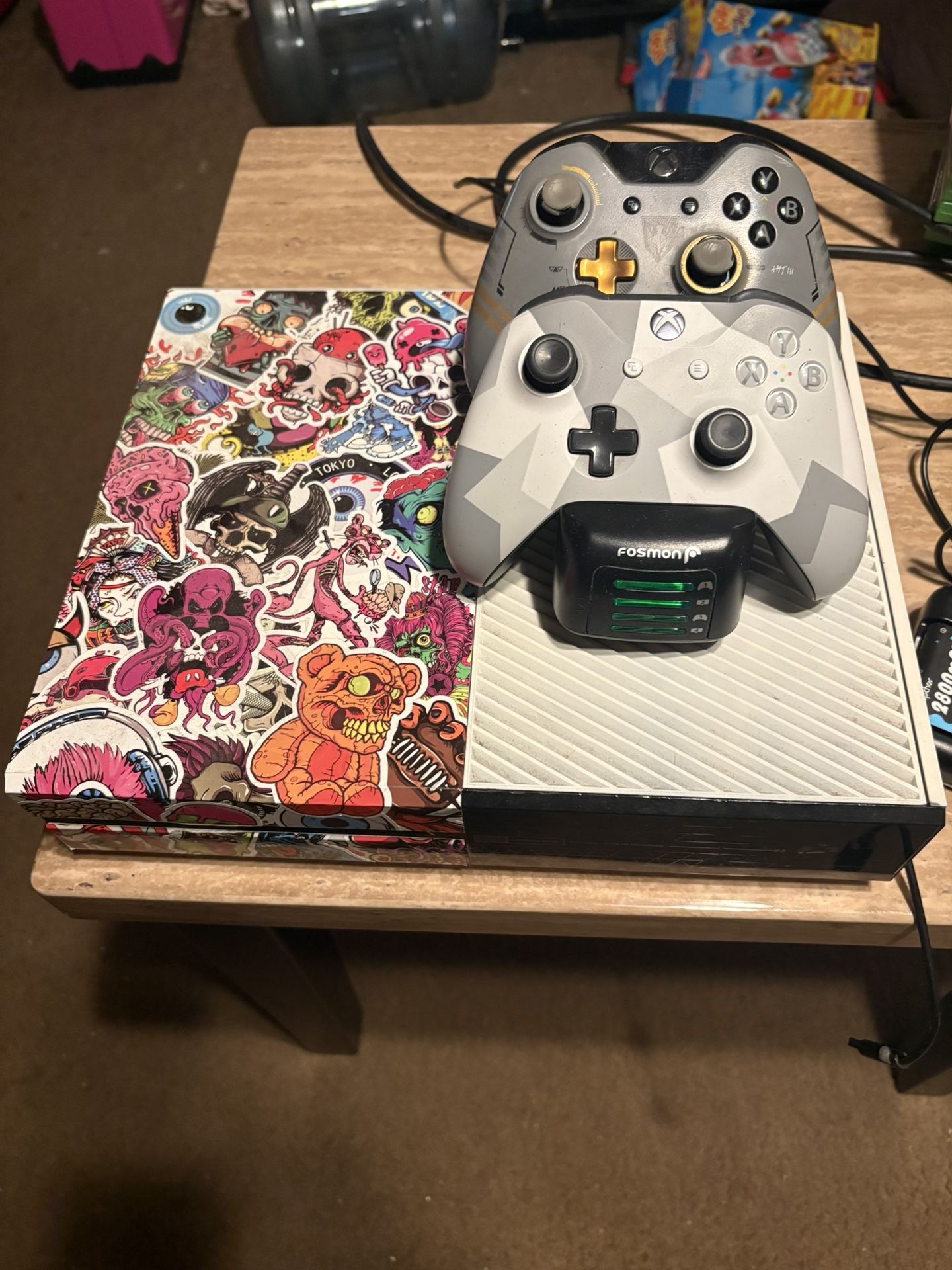 Xbox One, Two Controllers, Chargers, Games