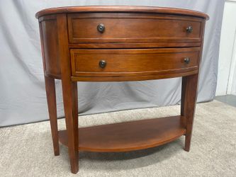 BALLARD DESIGNS Newport Demilune 2-Drawer Wooden Table