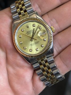 Rolex 16013 3035 caliber 14k/SS 36mm Datejust two tone buy sale trade gold watches diamonds silver scrap rings chains bracelets earrings Swiss Pateks