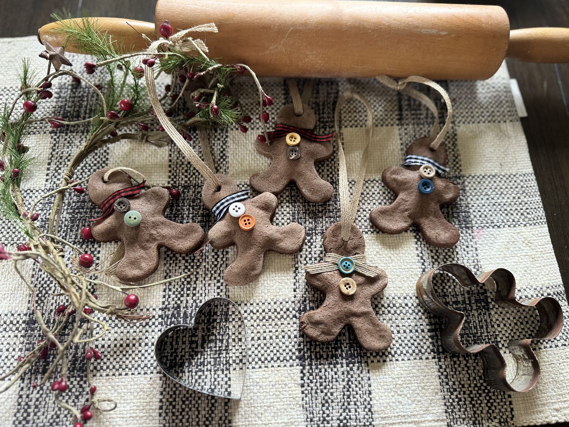 Homemade cinnamon salt dough ornaments 