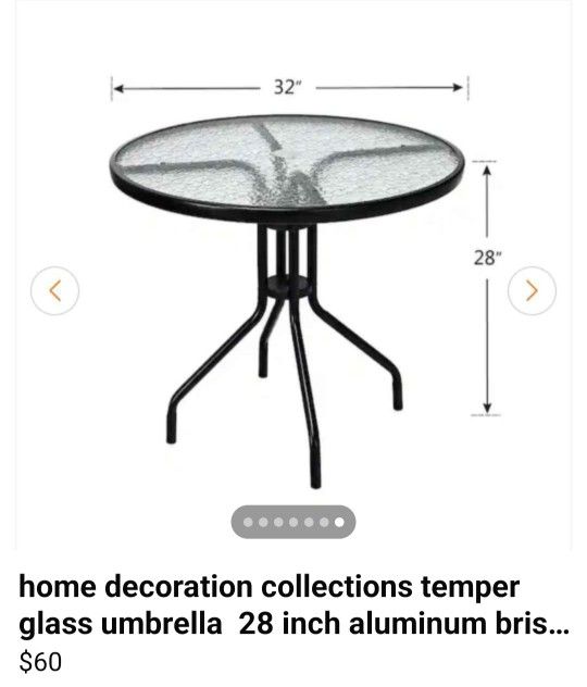 Home Decor 28 Inch Temper Glass Patio Table