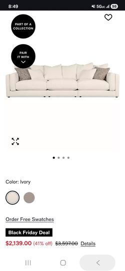 Large Ivory Upholstered Sectional Sofa