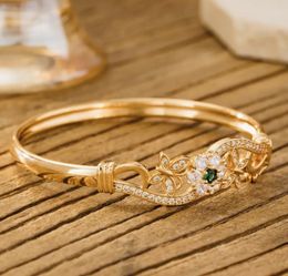 Women’s Fashion Golden, Adjustable Bracelet – Zirconia Flower & Butterfly, Ideal Gift for Women And Girls