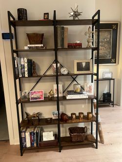 6 Tier, 71.5'' Industrial Wood Bookshelf