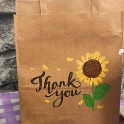 28 - 10x8x4.7 Thank You Bags Bulk Sunflower Paper