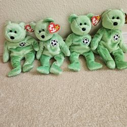 Beanie Bears Soccer Bear Green Beanie Baby Bear Gift Collectable Beanie Bears 