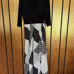 Enfocus Studio Black and White Geometric Long Sleeve Dress Size 8