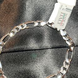 7mm 925 Silver Figaro Bracelet